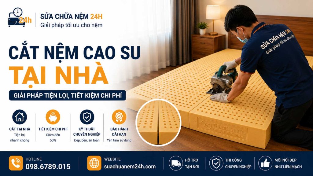 Căt nệm cao su tại nhà