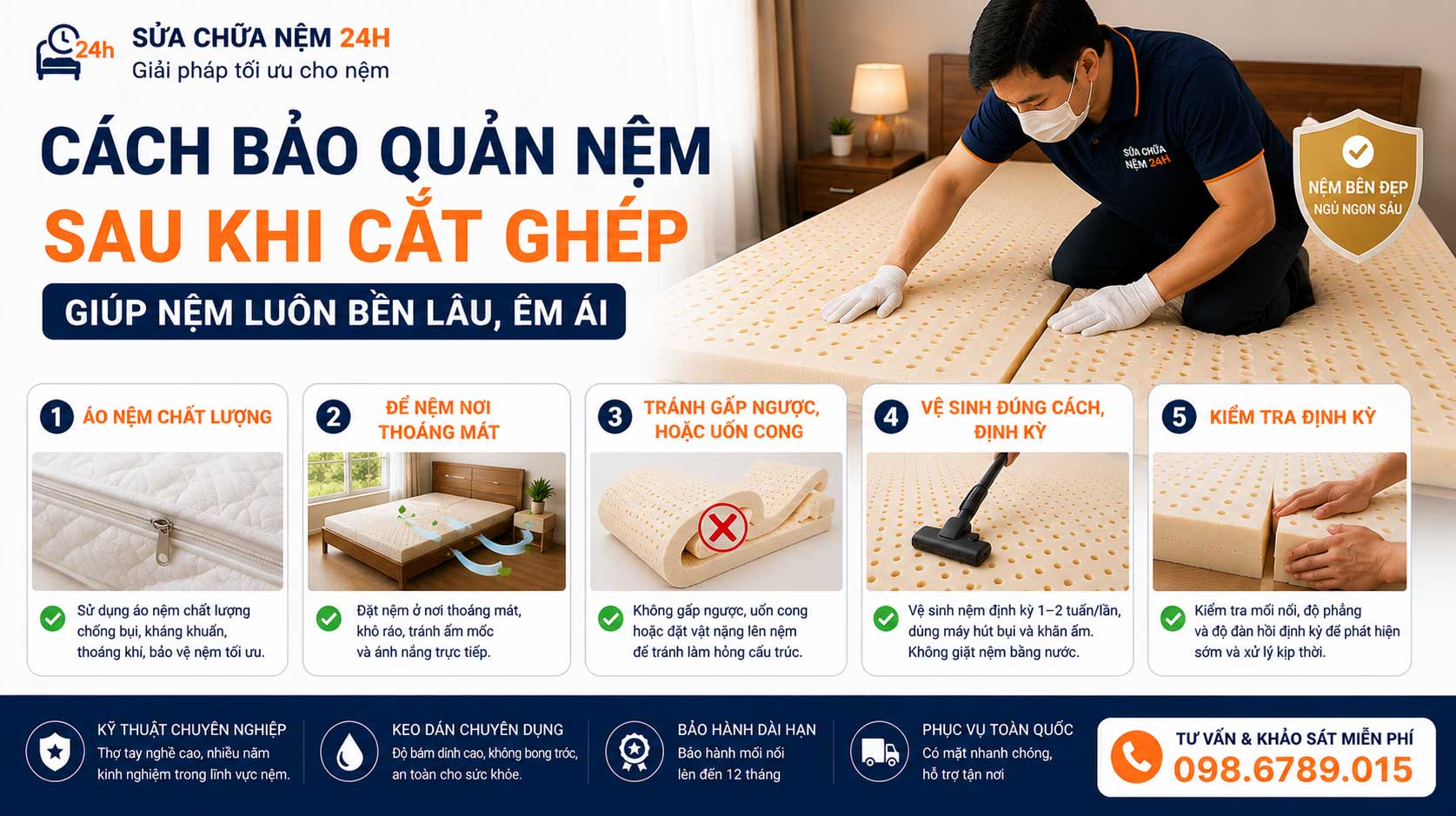 Cách bảo quản nệm sau khi cắt ghép