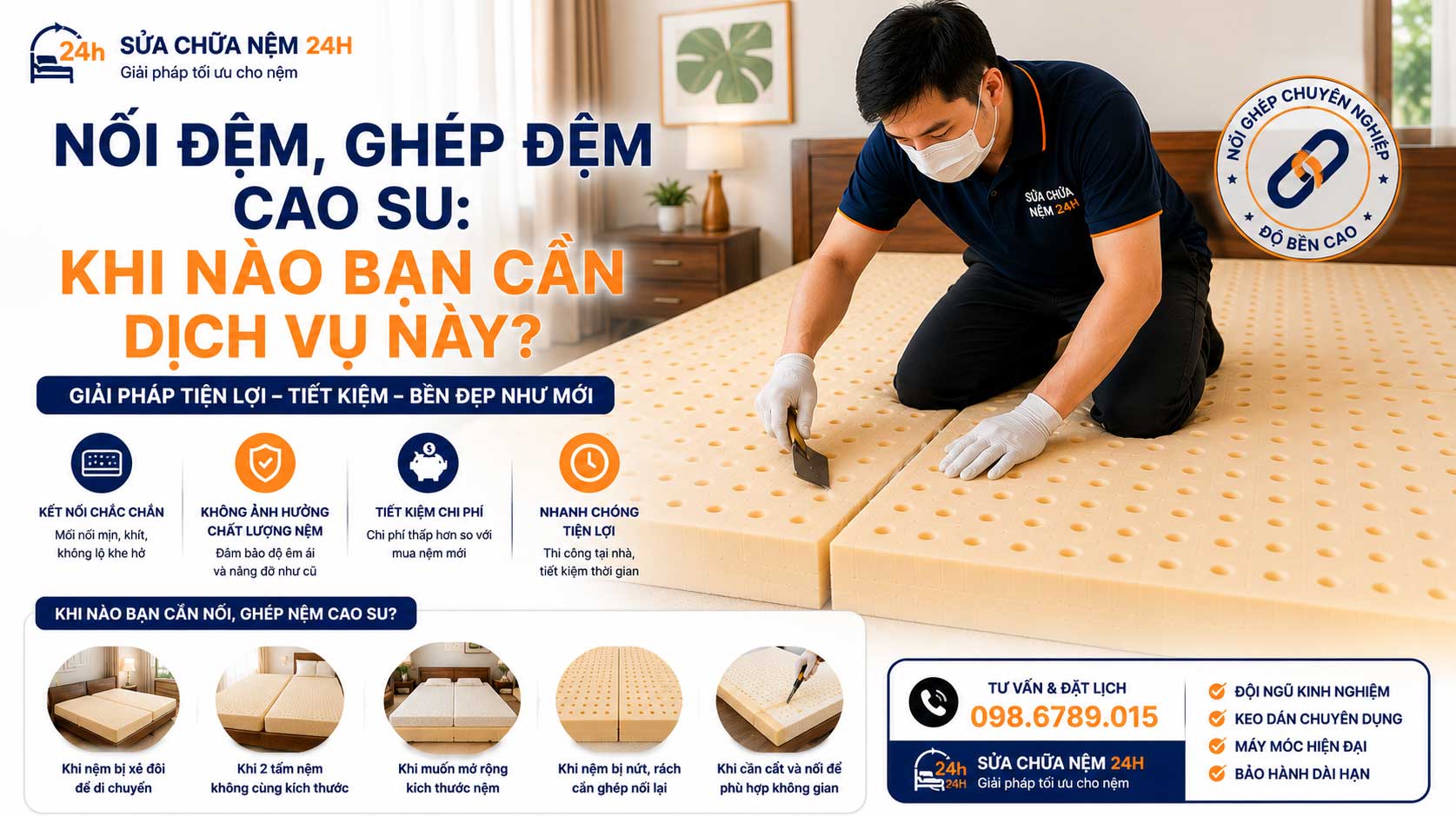 Cắt ghép đệm cao su