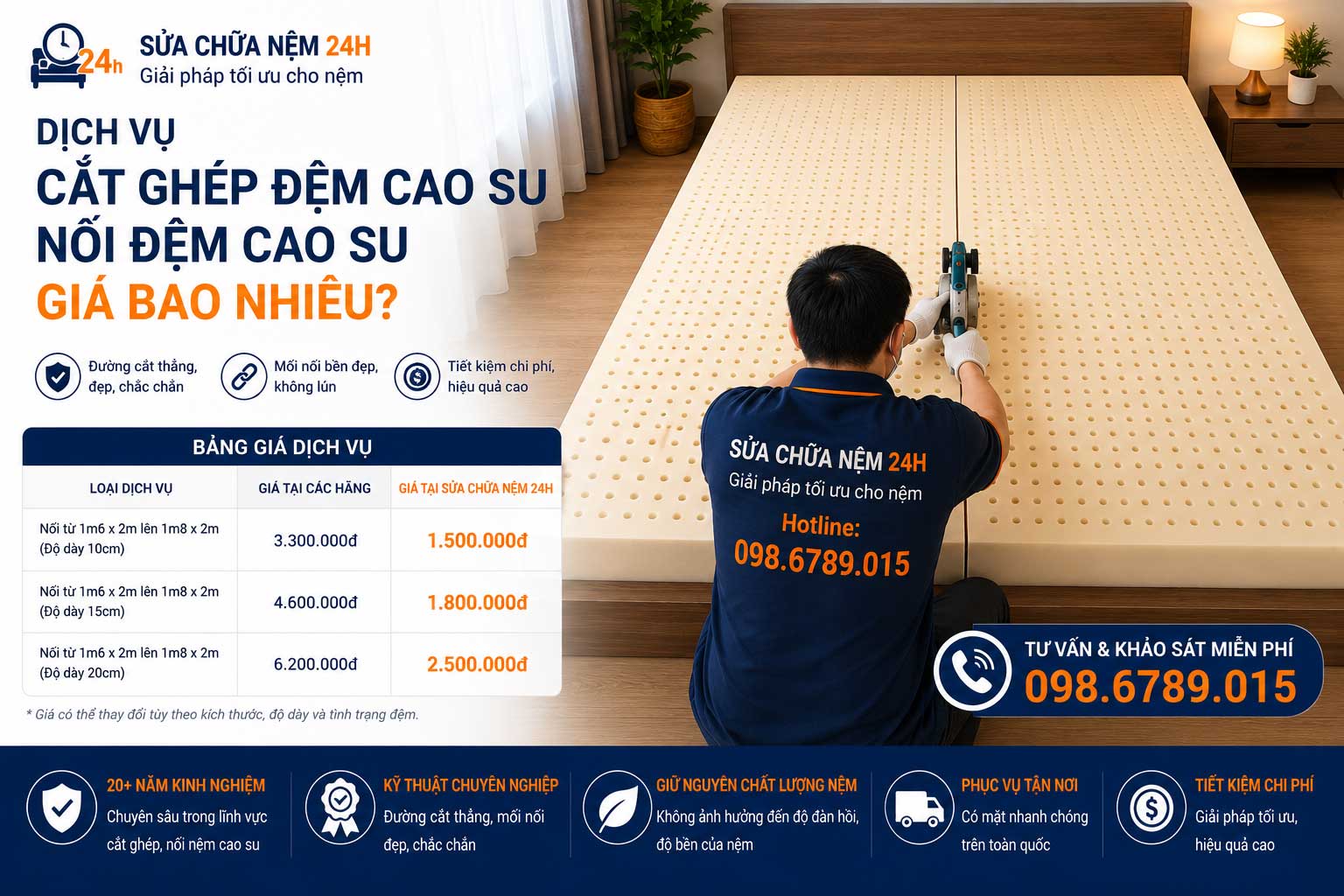 Bảng giá cắt ghép nệm