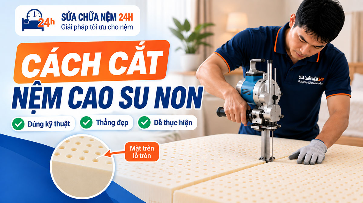 cách cắt nệm cao su non